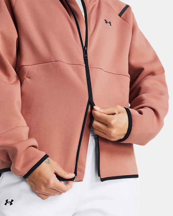 UA Unstoppable Fleece mit durchgehendem Zip für Damen, Pink, pdpMainDesktop image number 4